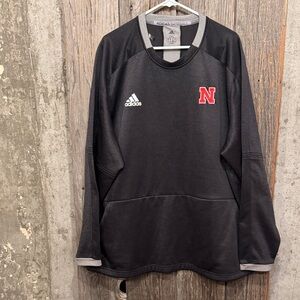 adidas Black and Gray Nebraska  Cornhuskers Baseball Pullover Sweatshirt